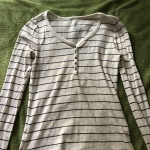 urban outfitters striped, button down henley tee
